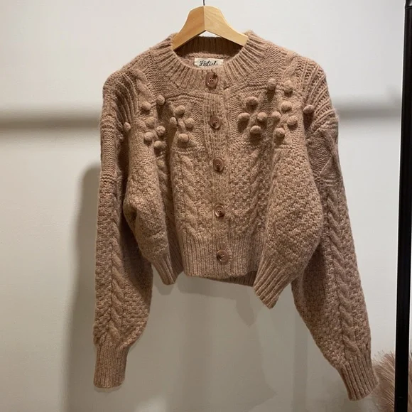 Pink Fuzzy Pom Pom Cardigan - New - Picture 7 of 7